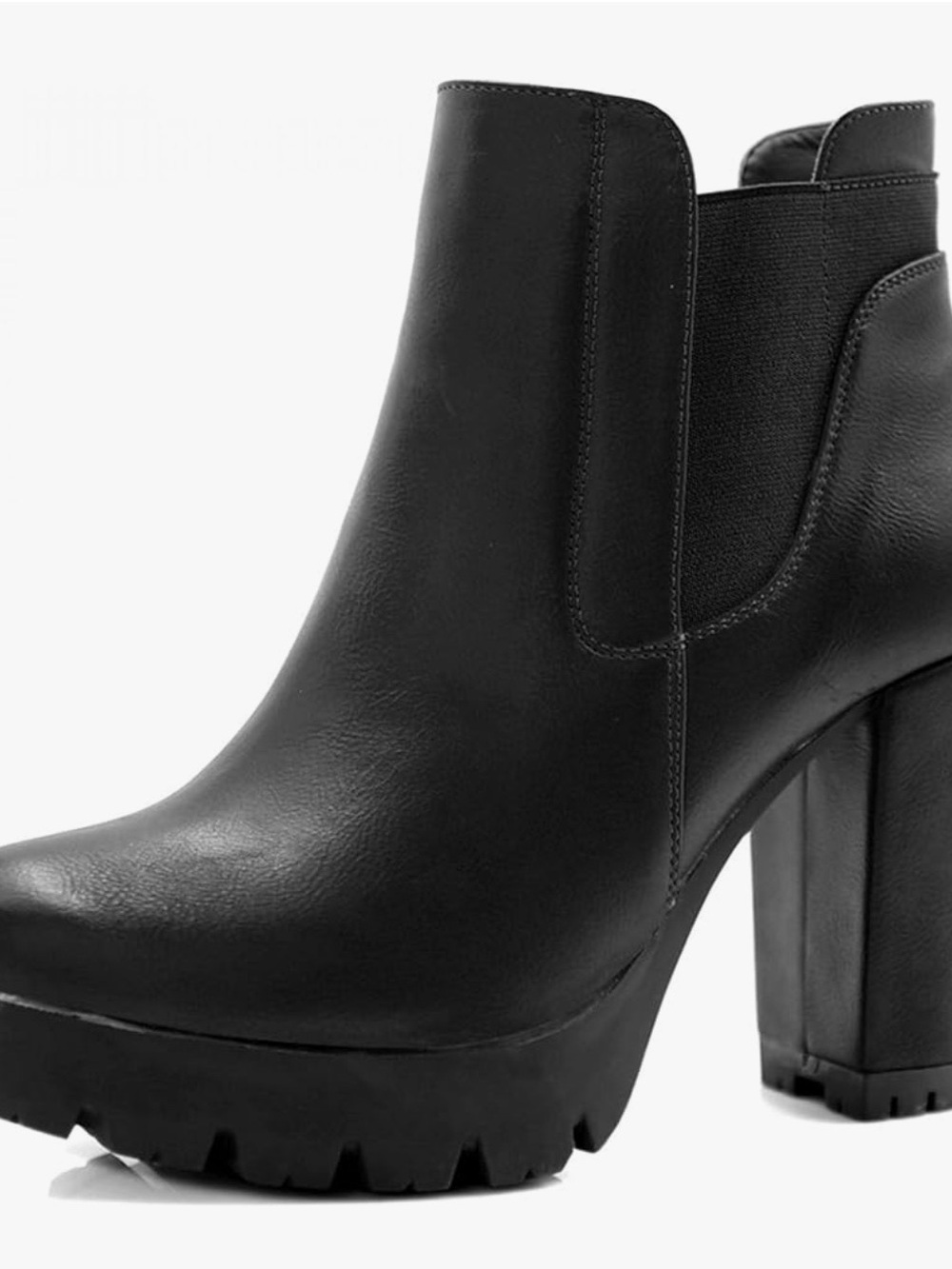 Allegra K Black Platform Chelsea Ankle Boot